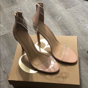 Brand new Nude heels with clear straps